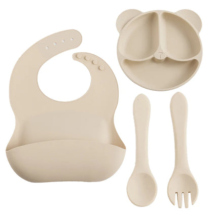 Giggle Gobble Baby Bib/Silicone Divided Plate Set