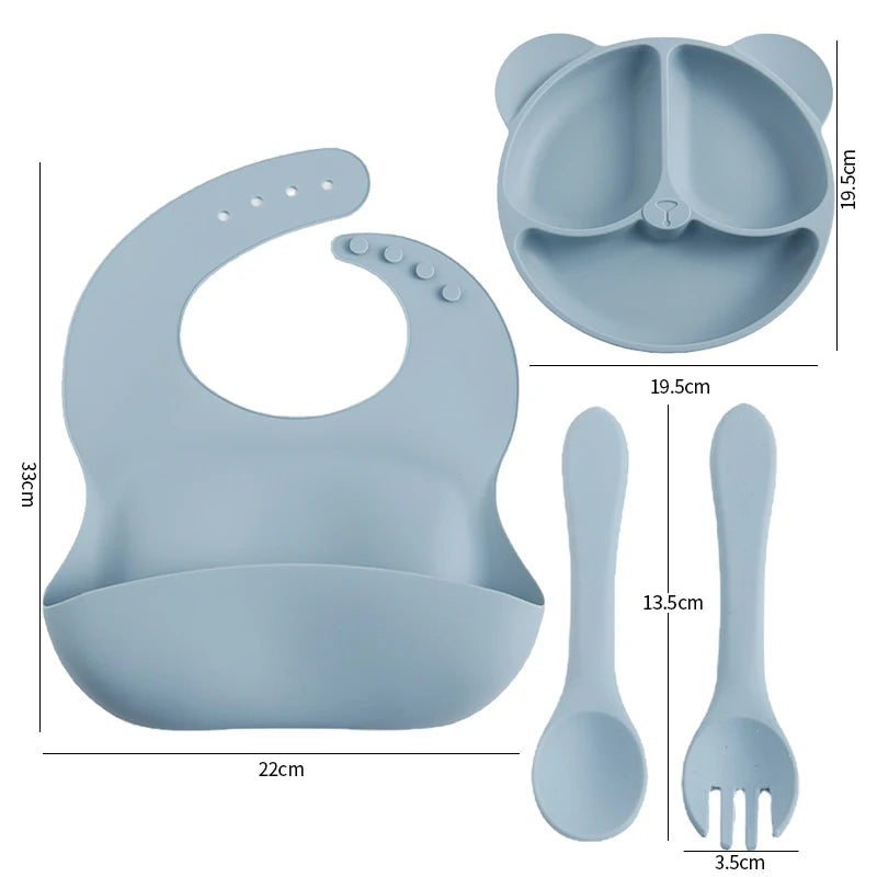 Giggle Gobble Baby Bib/Silicone Divided Plate Set