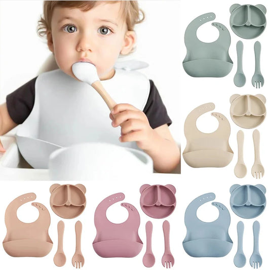 Giggle Gobble Baby Bib/Silicone Divided Plate Set