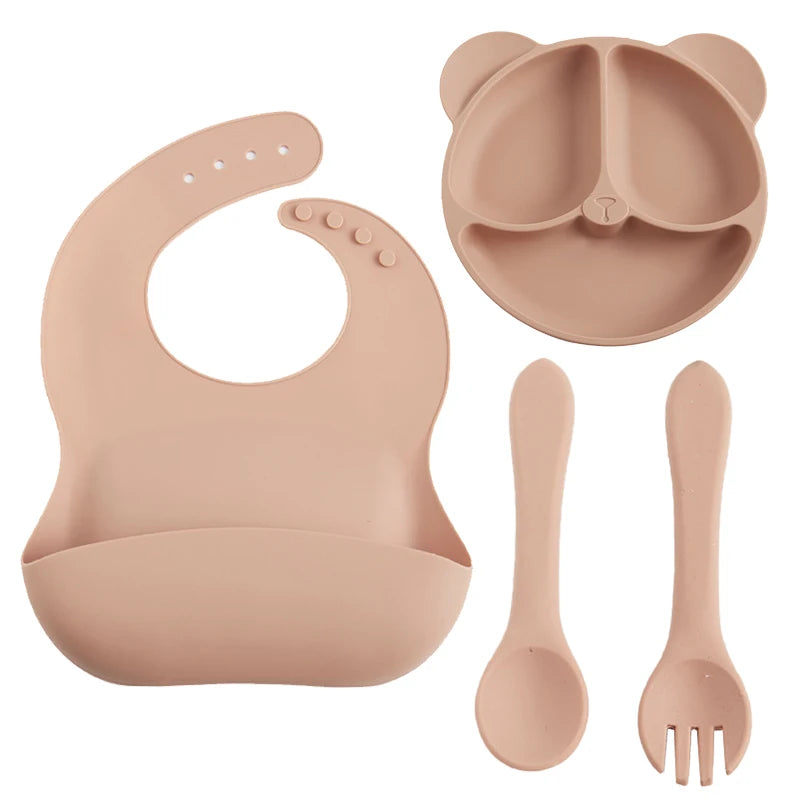 Giggle Gobble Baby Bib/Silicone Divided Plate Set